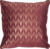 Mistral Home - Sierkussen - 45x45 cm - Polyestser velvet - met rits en binnenkussen - Art deco - Rood, goud