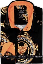 Heren Overhemd - Slim Fit - Versace Baroque Satijn - Zwart - Maat XL