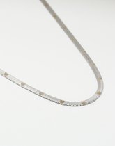 Glow Adora - Kettingen - Platte snake chain met hartjes print - Zilver