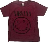 Nirvana Kinder Tshirt -Kids tm 4 jaar- Grey Smiley Rood