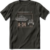 A34 Comet leger T-Shirt | Unisex Army Tank Kleding | Dames / Heren Tanks ww2 shirt | Blueprint | Grappig bouwpakket Cadeau - Donker Grijs - XXL