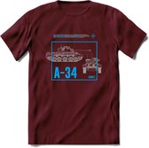 A34 Comet leger T-Shirt | Unisex Army Tank Kleding | Dames / Heren Tanks ww2 shirt | Blueprint | Grappig bouwpakket Cadeau - Burgundy - M