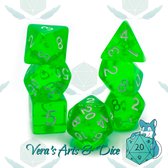Polyset Dice | Dobbelstenen - Set Van 7 Stuks - Groen Wit Doorzichtig Transparant| Voor D&D en Andere Rollenspellen | Plastic Dobbelstenen Set voor Dungeons and Dragons | Polyhedra