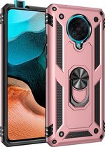 POCO F2 Pro Hoesje - Mobigear - Armor Ring Serie - Hard Kunststof Backcover - Roségoud - Hoesje Geschikt Voor POCO F2 Pro