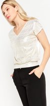 LOLALIZA T-shirt met lurex - Ecru - Maat M