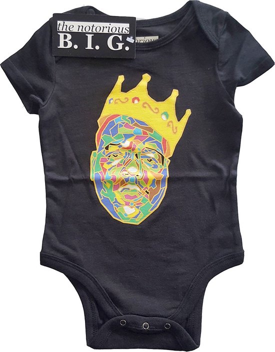 Biggie Smalls - Crown Baby romper - 0-3 maanden - Zwart