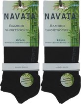Navata Bamboe Sneaker Sokken - Zwart - Maat 35-38 - 4 Paar - Naadloos en Zacht