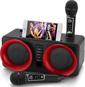 Karaoke Machine, Draagbaar Bluetooth PA Systeem Met 2 Draadloze Microfoon, Speaker met Mobiele Telefoon Houder/USB/TF-Kaart/AUX In, Voor Thuis Feest, Vergadering, Bruiloft, Kerk, P