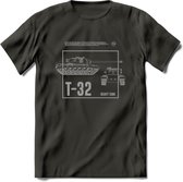 T32 Heavy tank leger T-Shirt | Unisex Army Tank Kleding | Dames / Heren Tanks ww2 shirt | Blueprint | Grappig bouwpakket Cadeau - Donker Grijs - XL