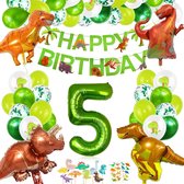 63-delig feestpakket dinosaurus - 30 stuks ballonnen - 5 jaar jongen - Dinosaurus thema feestje - Dino versiering - Dino feestartikelen - Dino slinger - Dino ballonnen - Dino kinde