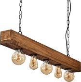 Vintage Houte Hanglamp -  hanglamp zwart, bruin, 5-lichtbronnen - Moderne Hout Bruine Hanglamp - Boho-stijl  E27 fitting  Huote Hanglamp - Industrieel Houte Plafondlamp - Eetkamer