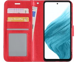 Hoesje - Met Pasjeshouder - Geschikt voor Samsung Galaxy A53 - Luxe Bookcase Portemonee - Flip Case - Kunstleer Book Case - Flipcase - Book Cover - Walletcase - Portemonneehoes - Rood
