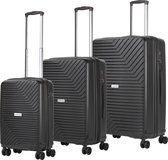 CarryOn Transport Kofferset - Robuuste Trolleyset met OKOBAN - Dubbele wielen -  YKK ritsen - USB -  Zwart