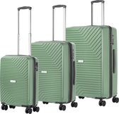 Bol.com CarryOn Transport Kofferset 3-delig - Trolleyset met USB op Handbagage en Expander middenmaat - Olijf aanbieding