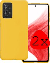 Hoes Geschikt voor Samsung A53 Hoesje Siliconen Back Cover Case - Hoesje Geschikt voor Samsung Galaxy A53 Hoes Cover Hoesje - Geel - 2 Stuks