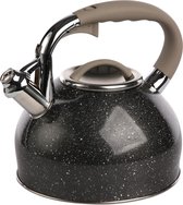 Altom Design Rock Classic fluitketel RVS antraciet / chrome / grijs 3 Liter - geschikt voor alle warmtebronnen - Koud blijvend handvat - retro stone look - Exclusieve waterkoker - donkergrijs