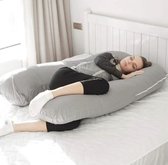 ByFame zwangerschapskussens XXL - Voedingskussen - lichaamskussen - 280cm - Zachte fleece stof - Body Pillow - Afneembare hoes - grijs