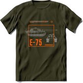 E75 leger T-Shirt | Unisex Army Tank Kleding | Dames / Heren Tanks ww2 shirt | Blueprint | Grappig bouwpakket Cadeau - Leger Groen - L