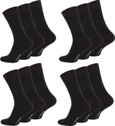 Vincent creation - bio katoenen sokken - 12 paar - zwart - maat 43-46 -