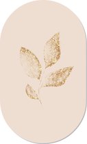 Muurovaal leaf gold beige S - 60 x 37 cm