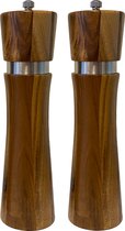 Luxe Peper- & Zoutmolen set - Hervulbaar - Verstelbare Maalgraad - Kruidenmixes - Acacia Hout -RVS - 21cm