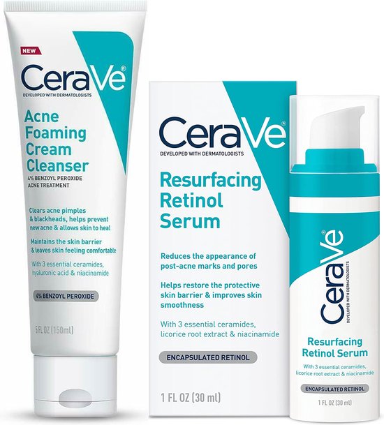CeraVe Best Combi Acne Skin Care - Mousse nettoyante moussante - Sérum au  rétinol... | bol.com