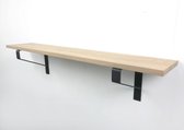 Eiken wandplank 100 x 30 cm 18mm op zwarte plankdragers - Wandplank hout - Wandplank industrieel - Fotoplank