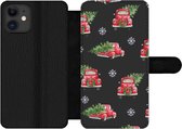 Bookcase Geschikt voor iPhone 12 Pro Max telefoonhoesje - Kerst - Kerstboom - Auto - Design - Met vakjes - Wallet case met magneetsluiting