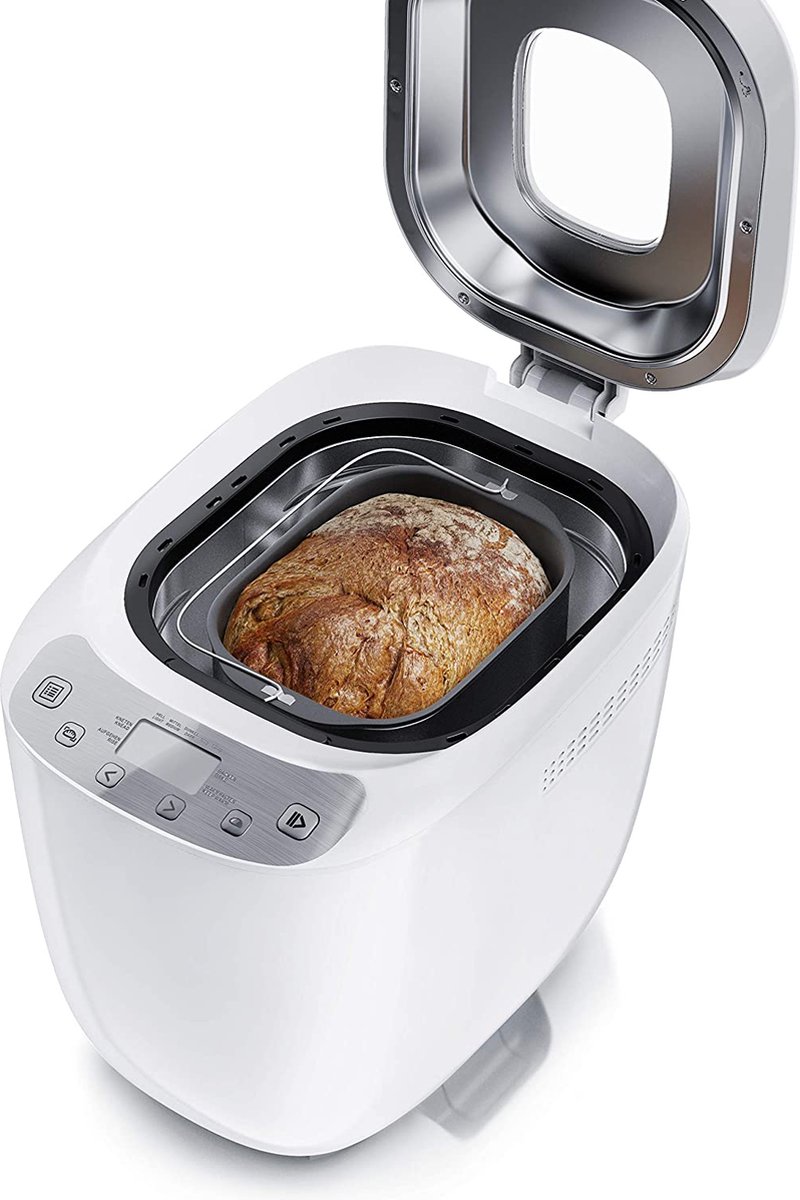 Komodo Broodbakmachine BPA-vrij - Broodmachine 12 programma's - Glutenvrij bakken - 700-1000 g - Directe aandrijving - Bakmachine met kijkvenster - Warmhoudfunctie - Antiaanbaklaag