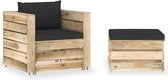 vidaXL 2-delige Loungeset met kussens geïmpregneerd hout