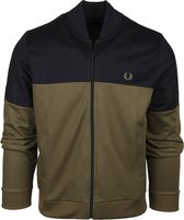Fred Perry - Vest Zip Donkergroen - L - Modern-fit