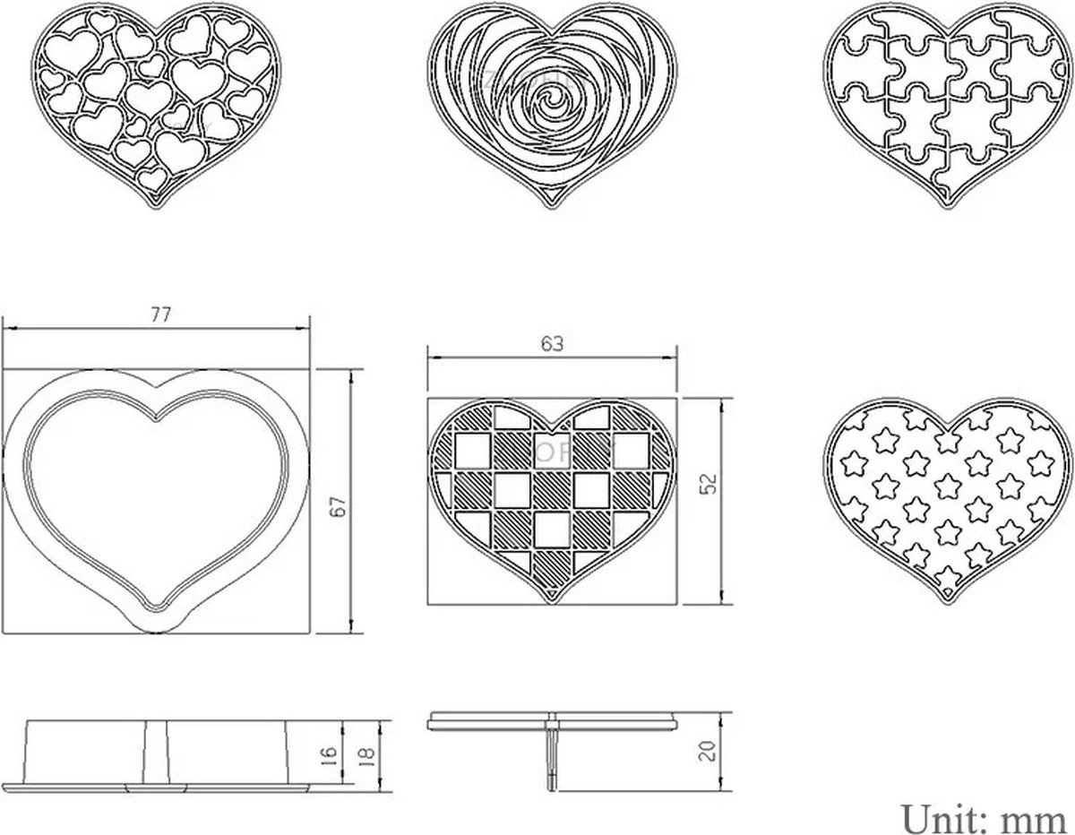 Decoratiemal fondant - valentijn - hartjes - koekjesvorm