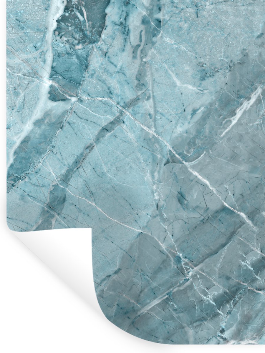 Muurstickers - Sticker Folie - Blauw - Kristallen - Wit - Graniet - 120x160 cm - Plakfolie