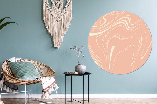 WallCircle - Wandcirkel - Muurcirkel - Marmer - Zalm - Patronen - Aluminium - Dibond - ⌀ 120 cm - Binnen en Buiten XXL