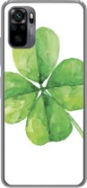 Geschikt voor Xiaomi Redmi Note 10 hoesje - Klavertje Vier - Waterverf - Plant - Siliconen Telefoonhoesje