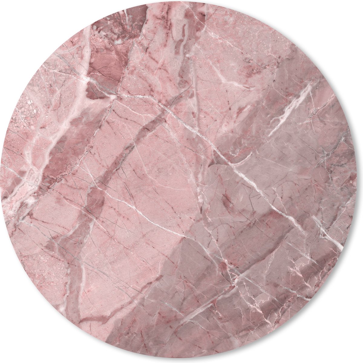 Muismat rond 20x20 cm - Mousepad Roze - Wit - Graniet print - Keien - Ronde muismatten