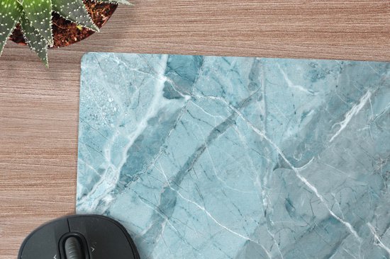 Tapis de souris - Tapis de souris - Cristaux - Wit - Blauw - Imprimé granit - 23x19 cm - Tapis de souris de souris