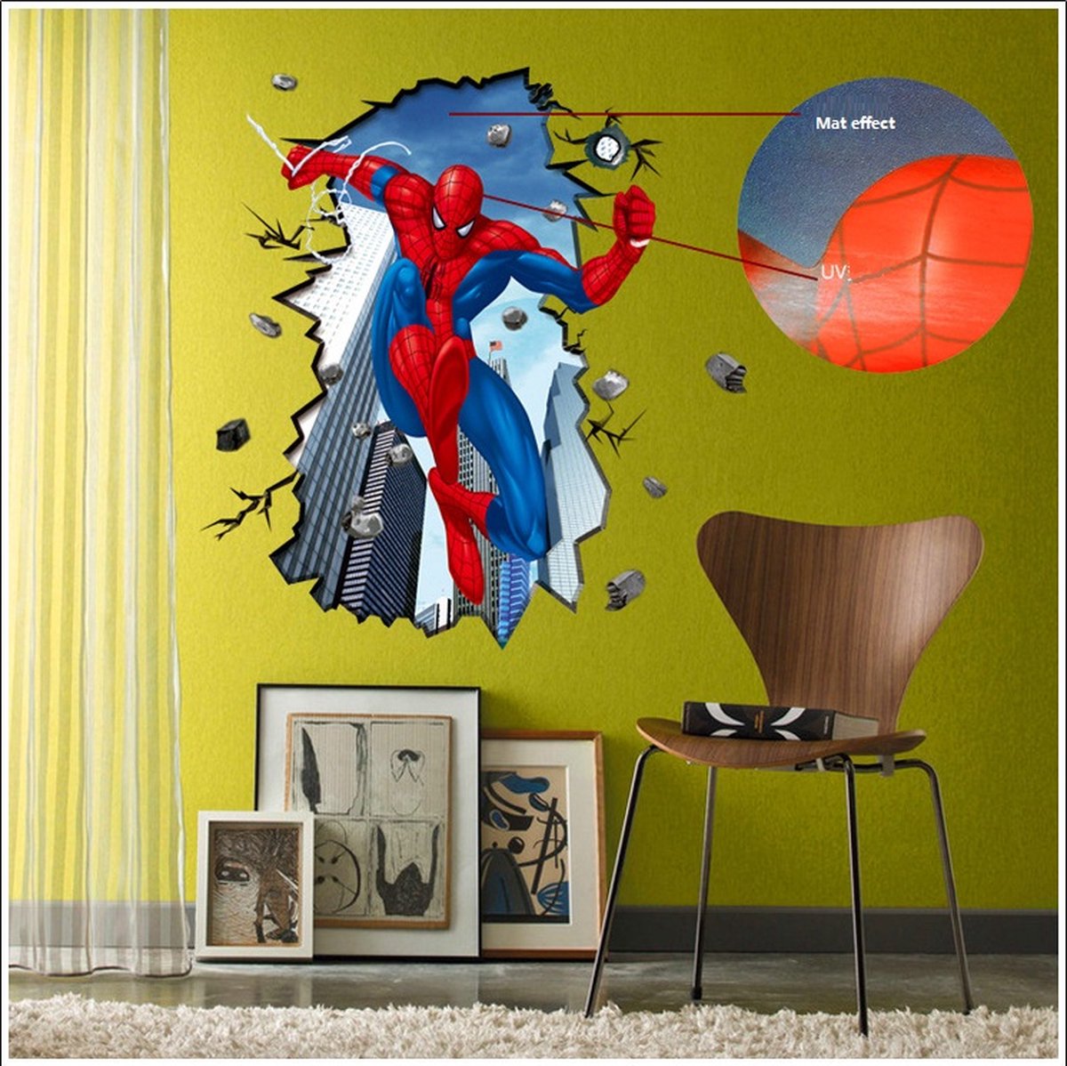 Sticker mural Spiderman SpiderMan à travers le mur (effet 3D
