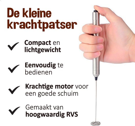 2022 Melkopschuimer electrisch – Creëer een perfecte melkschuimlaag – Melkopschuimer handmatig – Melkopschuimers – verbeterde melkschuimer van RVS - Incl. batterijen en Ebook!