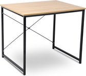 Kamyra® Compact Bureau - Computertafel / Bijzettafel - Tafel geschikt voor werk en Gaming - Werkbank - Licht Eik / Zwart 80x60x70