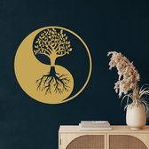 Wanddecoratie |Yin Yang decor | Metal - Wall Art | Muurdecoratie | Woonkamer |Gouden| 45x45cm