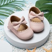 Roze casual kinderschoen met strikje en klittenband -  1 jaar tot 18 maanden - Maat 22/24 - Kinder schoen - Babyschoen - Baby schoen - Baby schoentje - Ballerina - Baby ballerina - Kunstleder