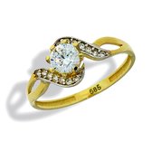 Gouden Damesring fantasie zirkonia 14 karaats