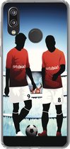 Geschikt voor Huawei P20 Lite (2020) hoesje - Een illustratie van twee voetballers in een stadion - Jongens - Meiden - Kids - Siliconen Telefoonhoesje