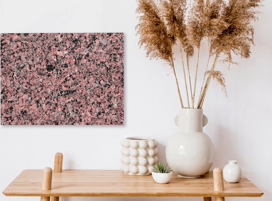 Tableau sur toile Granit - Rose - Zwart - Cristal - 40x30 cm - Décoration murale
