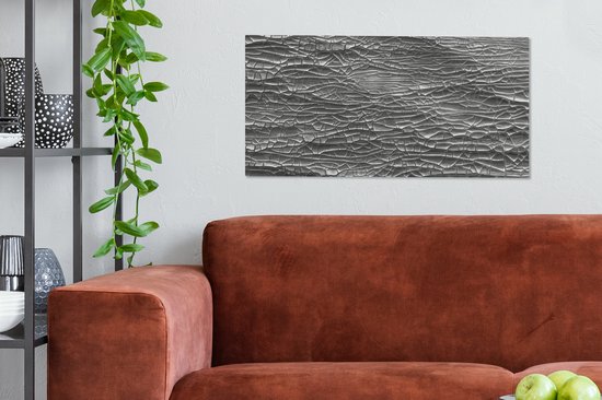 Toile Peinture Argent - Abstrait - Structure - 80x40 cm - Décoration murale