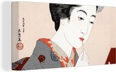 Canvas schilderij 160x80 cm - Wanddecoratie Vrouw - Make up - Japans - Muurdecoratie woonkamer - Slaapkamer decoratie - Kamer accessoires - Schilderijen