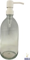 Transparante Zeepdispenser (500ml) met Mat Wit RVS Pomp - Blanco