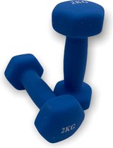 dumbell 2 kg - 2 x 2 kg - fitness - dumbellset - gewicht - dumbell - gewichten set - blauw