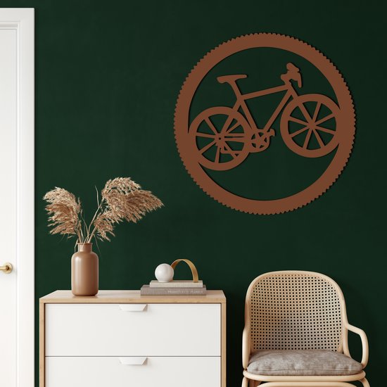 Wanddecoratie |Fiets metaal / Bicycle  | Metal - Wall Art | Muurdecoratie | Woonkamer |Bronze| 72x72cm